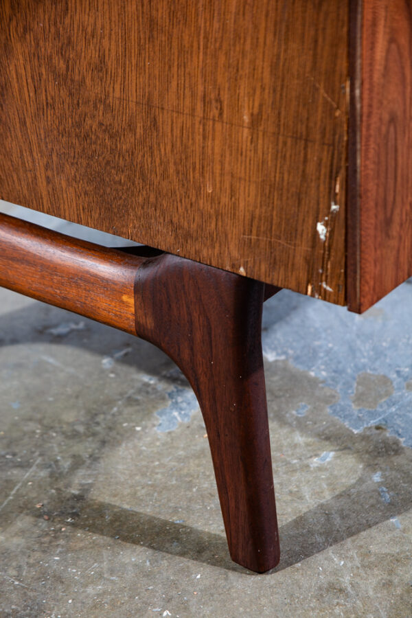 Mid Century Modern Nightstand End Side Table Solid Walnut Ace Hi Prelude Danish Sliding Doors Cabinet California Design - Image 7