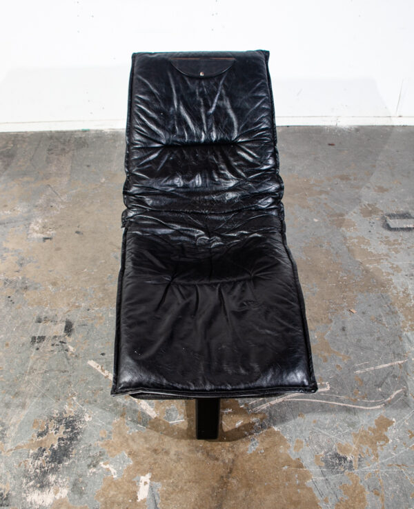 Mid Century Danish Modern Lounge Chair Chaise Black Leather Westnofa Reversible - Image 10