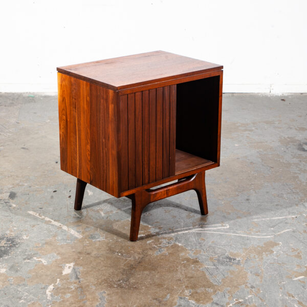 Mid Century Modern Nightstand End Side Table Solid Walnut Ace Hi Prelude Danish Sliding Doors Cabinet California Design - Image 2