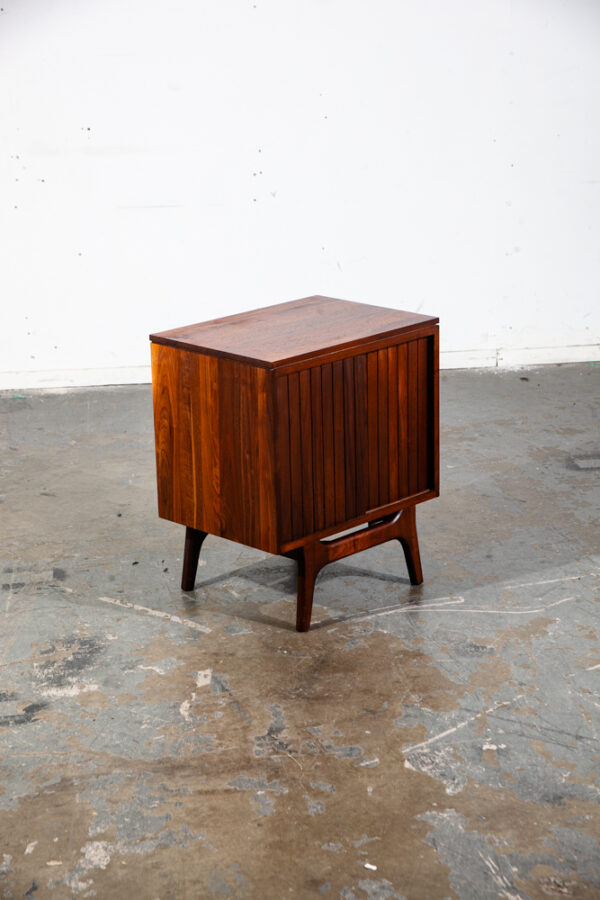 Mid Century Modern Nightstand End Side Table Solid Walnut Ace Hi Prelude Danish Sliding Doors Cabinet California Design - Image 8