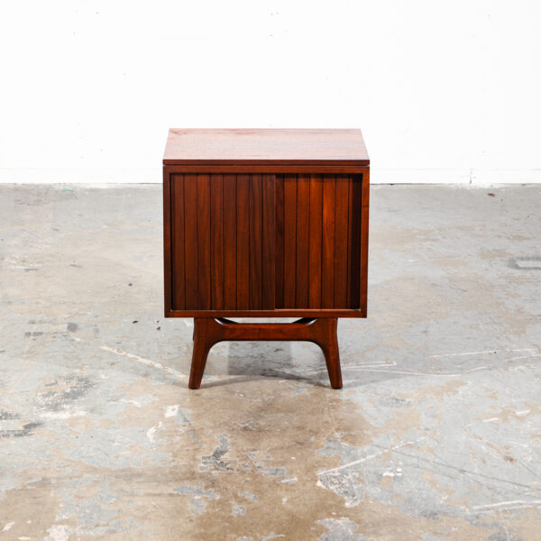 Mid Century Modern Nightstand End Side Table Solid Walnut Ace Hi Prelude Danish Sliding Doors Cabinet California Design - Image 3