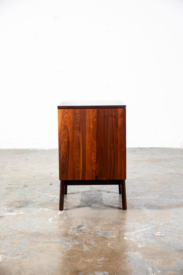 Mid Century Modern Nightstand End Side Table Solid Walnut Ace Hi Prelude Danish Sliding Doors Cabinet California Design - Image 6