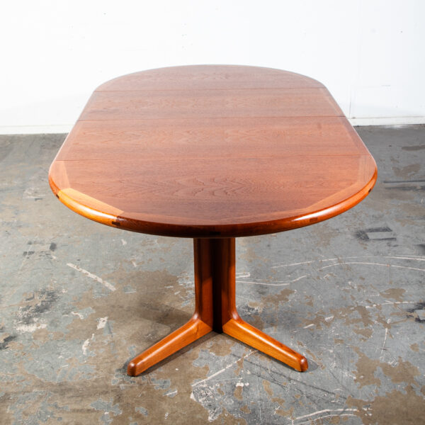 Mid Century Danish Modern Dining Table Benny Linden Teak Expanding Leaf x2 Round Denmark Expansion Oval - Image 11