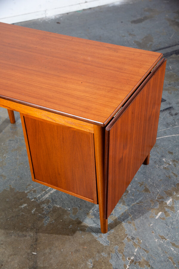 Mid Century Danish Modern Desk Drop Leaf Sliding Drawers Arne Vodder File Office Denmark - Image 11