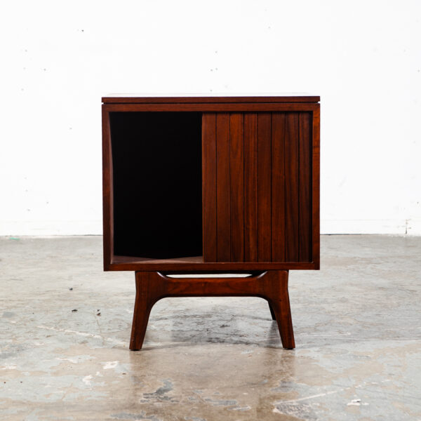 Mid Century Modern Nightstand End Side Table Solid Walnut Ace Hi Prelude Danish Sliding Doors Cabinet California Design - Image 4