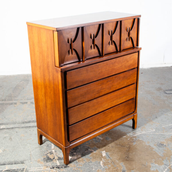Mid Century Modern Dresser Highboy 5 Drawer Williams Walnut Broyhill High Danish Denmark  Broyhill Drexel - Image 2