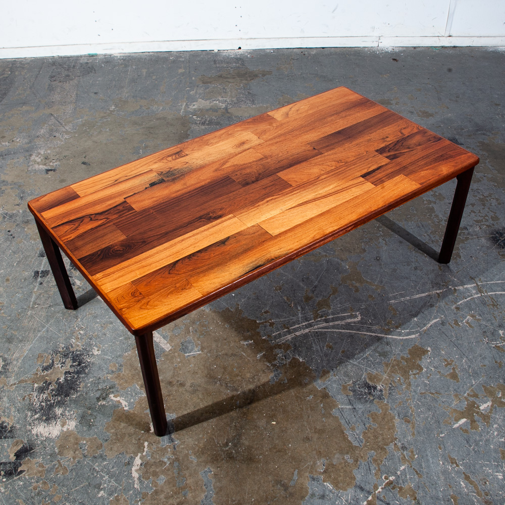 Mid Century Danish Modern Coffee Table Brazilian Rosewood Wide Patchwork Denmark Restored Large - Image 2