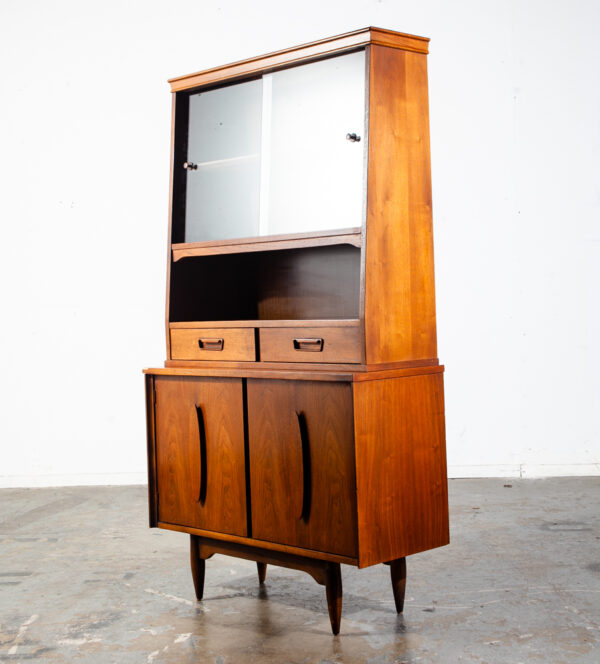 Mid Century Modern China Cabinet Hutch Cabinet Glass Garrison Furniture Vintage Danish