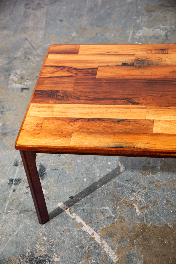 Mid Century Danish Modern Coffee Table Brazilian Rosewood Wide Patchwork Denmark Restored Large - Image 8