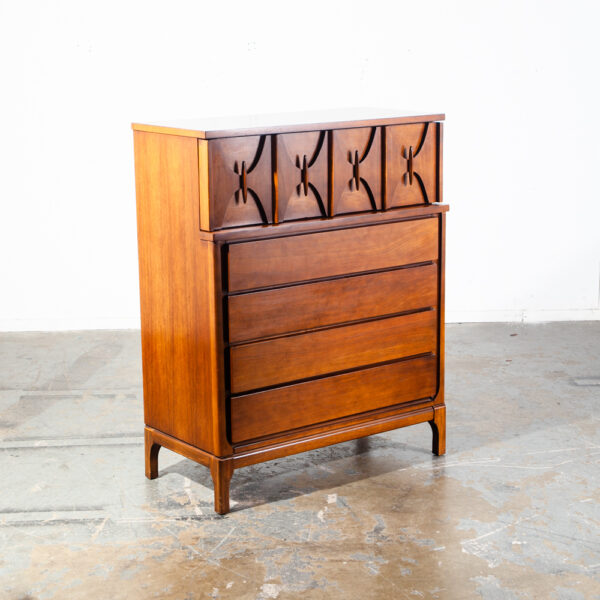 Mid Century Modern Dresser Highboy 5 Drawer Williams Walnut Broyhill High Danish Denmark  Broyhill Drexel