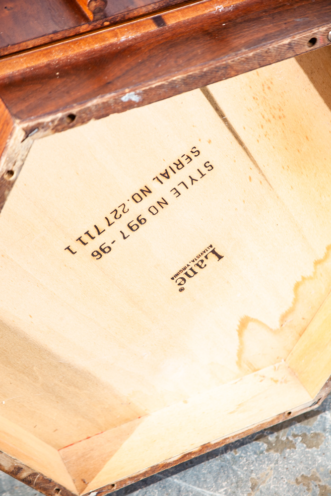 Mid Century Modern End Table Side Lane Octogon Cabinet Storage Danish Walnut - Image 9