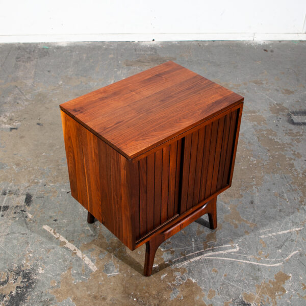 Mid Century Modern Nightstand End Side Table Solid Walnut Ace Hi Prelude Danish Sliding Doors Cabinet California Design - Image 11