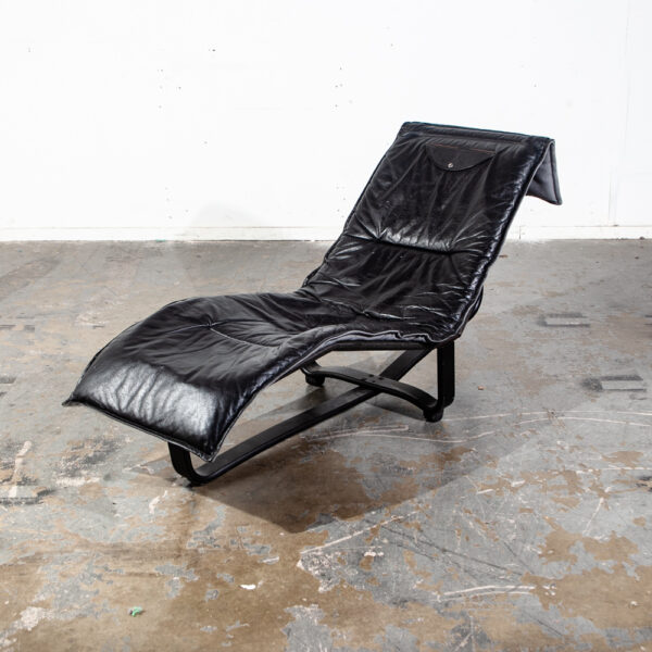 Mid Century Danish Modern Lounge Chair Chaise Black Leather Westnofa Reversible