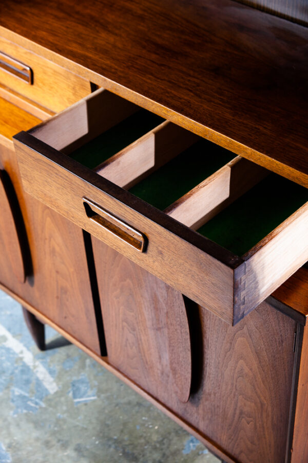 Mid Century Modern China Cabinet Hutch Cabinet Glass Garrison Furniture Vintage Danish - Image 10