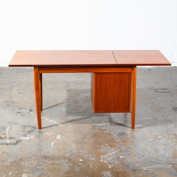 Mid Century Danish Modern Desk Drop Leaf Sliding Drawers Arne Vodder File Office Denmark - Image 6