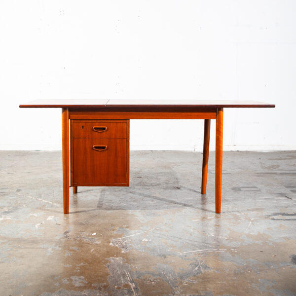 Mid Century Danish Modern Desk Drop Leaf Sliding Drawers Arne Vodder File Office Denmark - Image 7