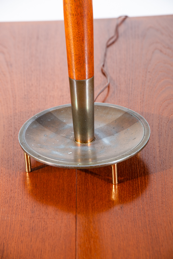 Mid Century Modern Table Lamp Tommi Parzinger Stiffel Wood 3 Light Lighting Mcm Round Large Tall Solid Walnut Metal Lightolier - Image 10