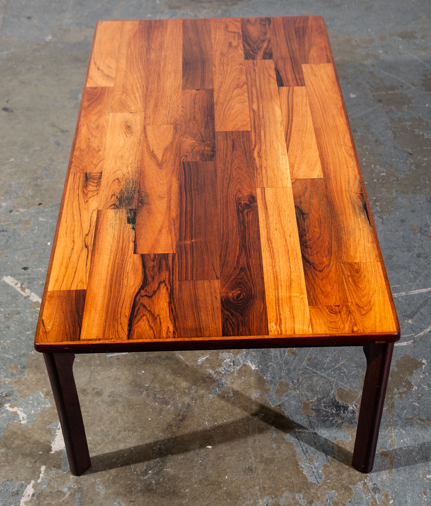 Mid Century Danish Modern Coffee Table Brazilian Rosewood Wide Patchwork Denmark Restored Large - Image 5