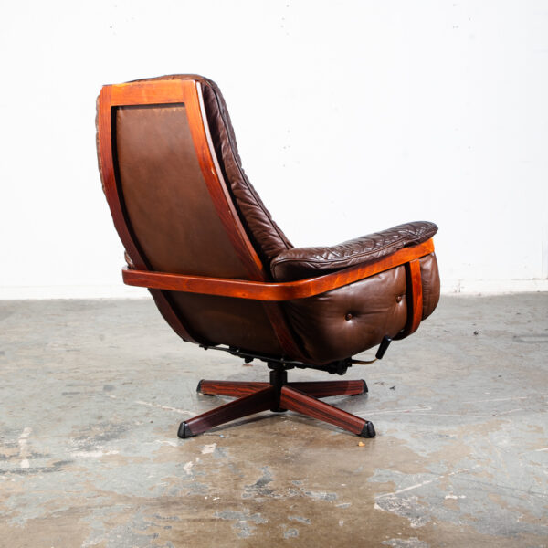 Mid Century Danish Modern Lounge Chair Recliner Brown Full Grain Leather G Mobel Sweden Mcm Swedish - Image 4