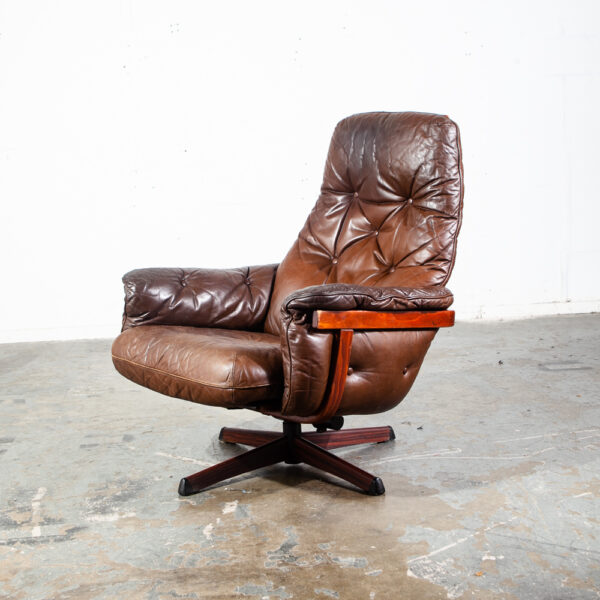 Mid Century Danish Modern Lounge Chair Recliner Brown Full Grain Leather G Mobel Sweden Mcm Swedish