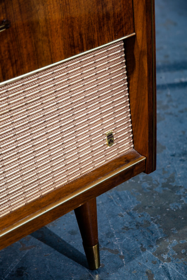 Mid Century Danish Modern Stereo Console Grundig Teak Record Player Radio Hifi Zenith Telefunken Wood Serviced Working - Image 7