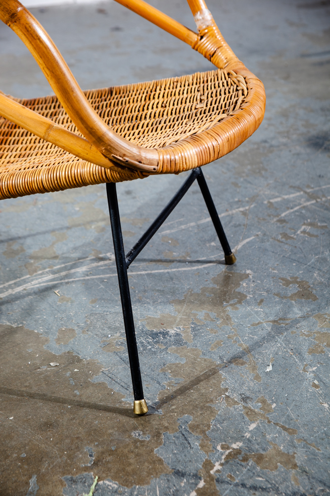 Mid Century Modern Lounge Chair Hoop Iron Bamboo Boho Arthur Umanoff Basket Mcm - Image 6