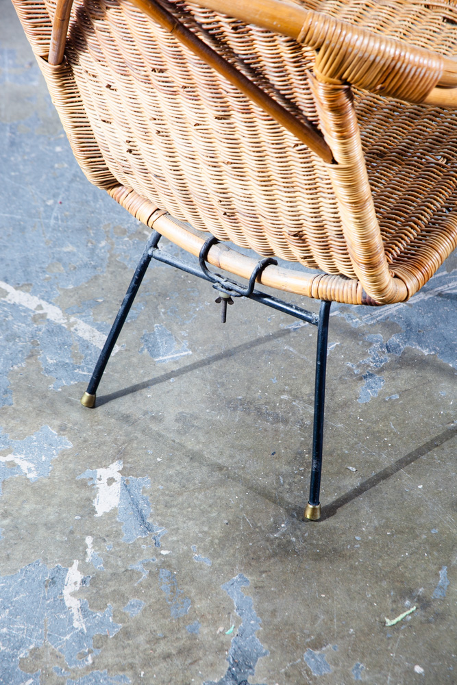 Mid Century Modern Lounge Chair Hoop Iron Bamboo Boho Arthur Umanoff Basket Mcm - Image 8