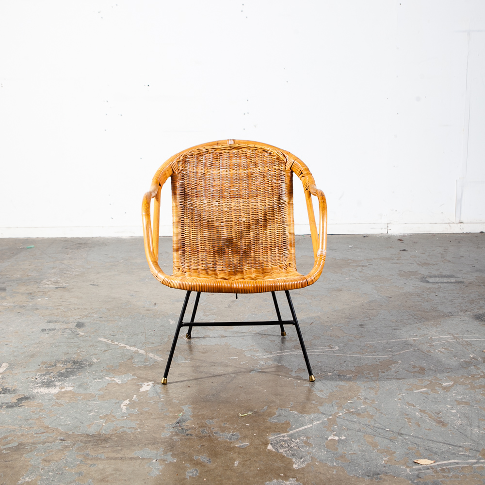 Mid Century Modern Lounge Chair Hoop Iron Bamboo Boho Arthur Umanoff Basket Mcm - Image 5