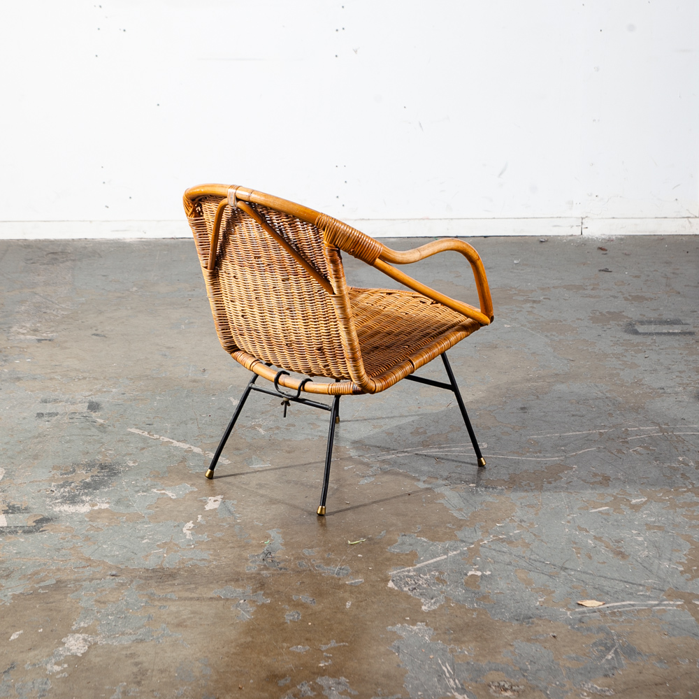 Mid Century Modern Lounge Chair Hoop Iron Bamboo Boho Arthur Umanoff Basket Mcm - Image 2