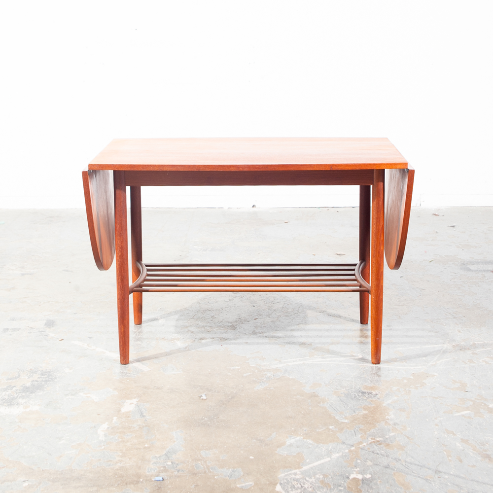 Mid Century Danish Modern Coffee Table Teak Extension Leaf Surfboard Shelf Mcm Expanding Drop leaf - Image 6