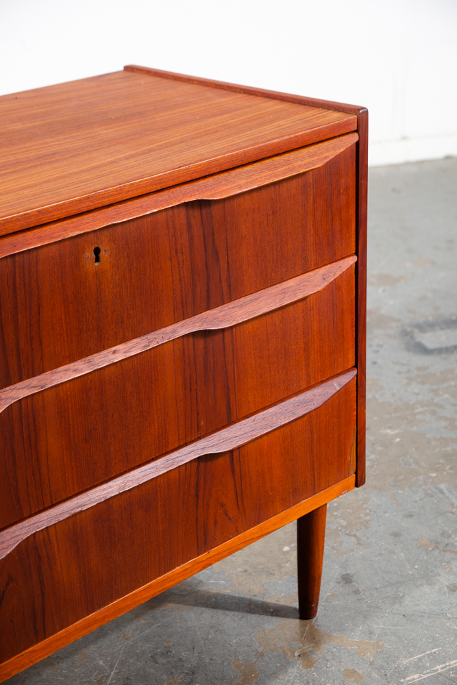 Mid Century Danish Modern Chest Drawers Dresser 3 drawer Solid Teak Wood Gunnar Nielsen Tibergaard Mcm Denmark - Image 8