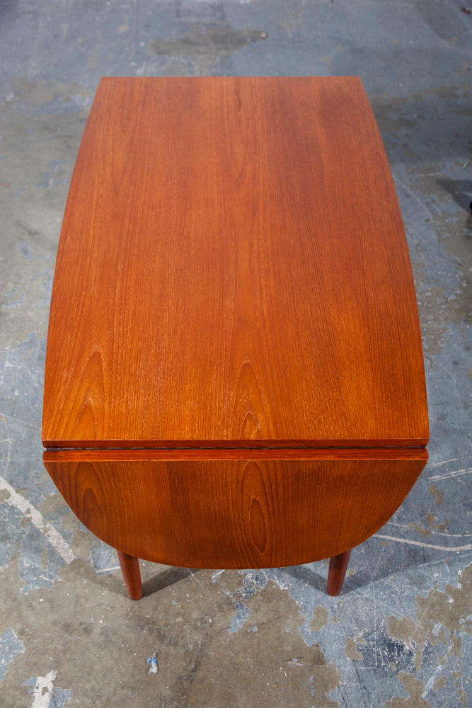 Mid Century Danish Modern Coffee Table Teak Extension Leaf Surfboard Shelf Mcm Expanding Drop leaf - Image 3