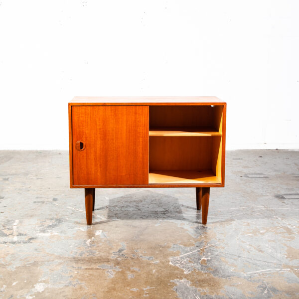 Mid Century Danish Modern Credenza Sideboard Teak Denmark Drawers Vintage Mcm Sliding Doors Compact Small - Image 3