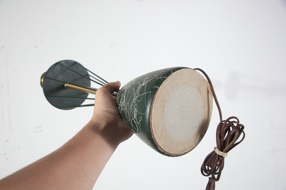 Mid Century Modern Table Lamp Set Pair Rembrandt Masterpieces Light Lighting Solid Brass Green Gold - Image 6