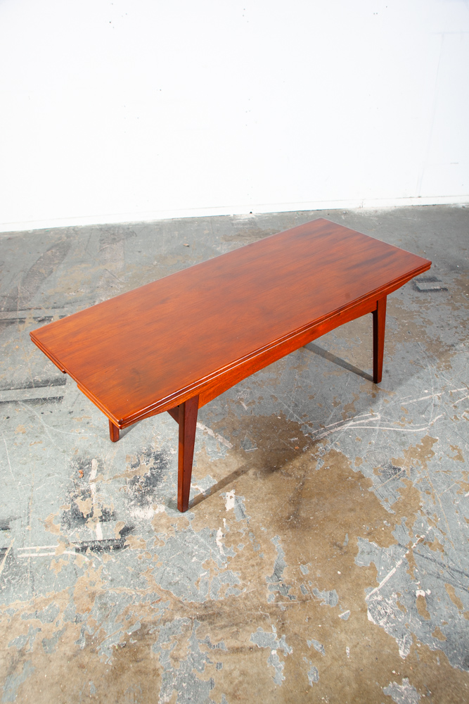Mid Century Danish Modern Coffee Table Teak Elevator Dining Transforming Denmark Kai Kristiansen Expanding leafs Denmark - Image 3