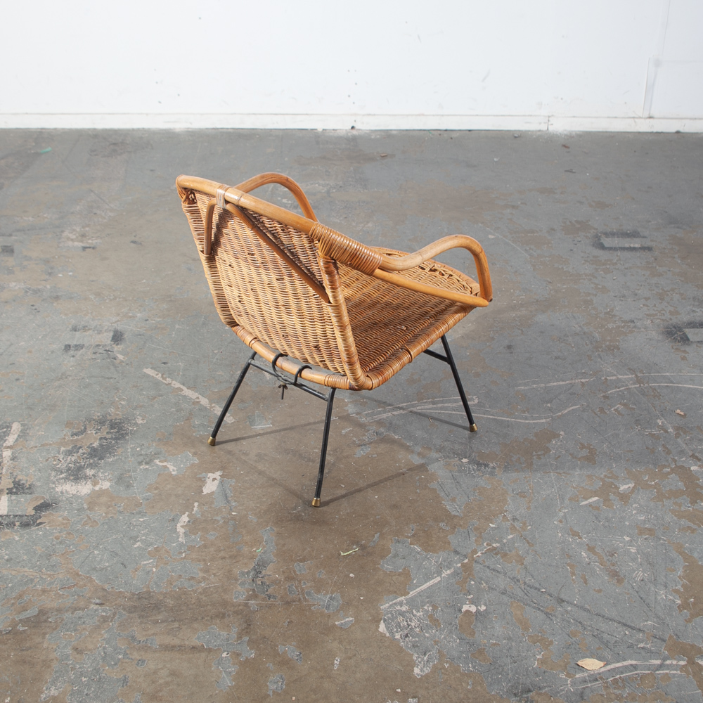 Mid Century Modern Lounge Chair Hoop Iron Bamboo Boho Arthur Umanoff Basket Mcm - Image 9