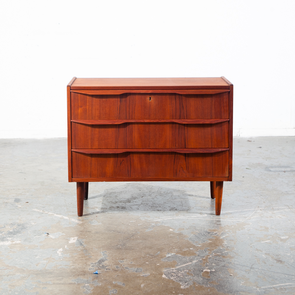 Mid Century Danish Modern Chest Drawers Dresser 3 drawer Solid Teak Wood Gunnar Nielsen Tibergaard Mcm Denmark - Image 3