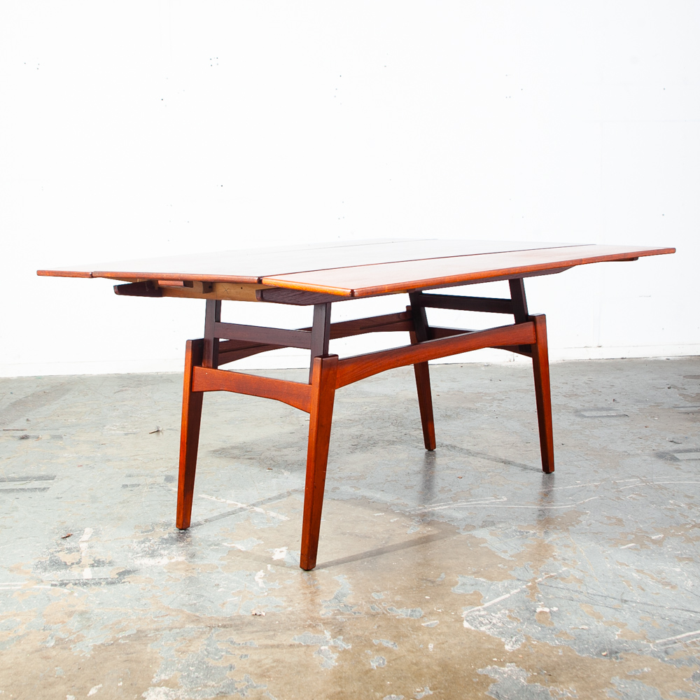 Mid Century Danish Modern Coffee Table Teak Elevator Dining Transforming Denmark Kai Kristiansen Expanding leafs Denmark - Image 2