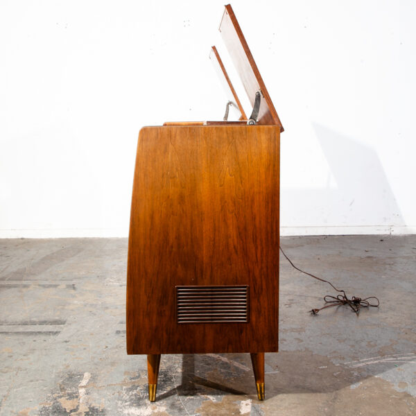 Mid Century Danish Modern Stereo Console Grundig Teak Record Player Radio Hifi Zenith Telefunken Wood Serviced Working - Image 4