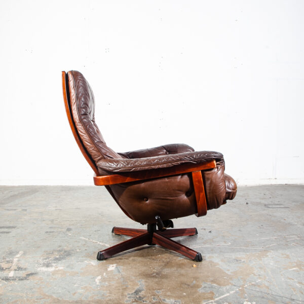 Mid Century Danish Modern Lounge Chair Recliner Brown Full Grain Leather G Mobel Sweden Mcm Swedish - Image 2