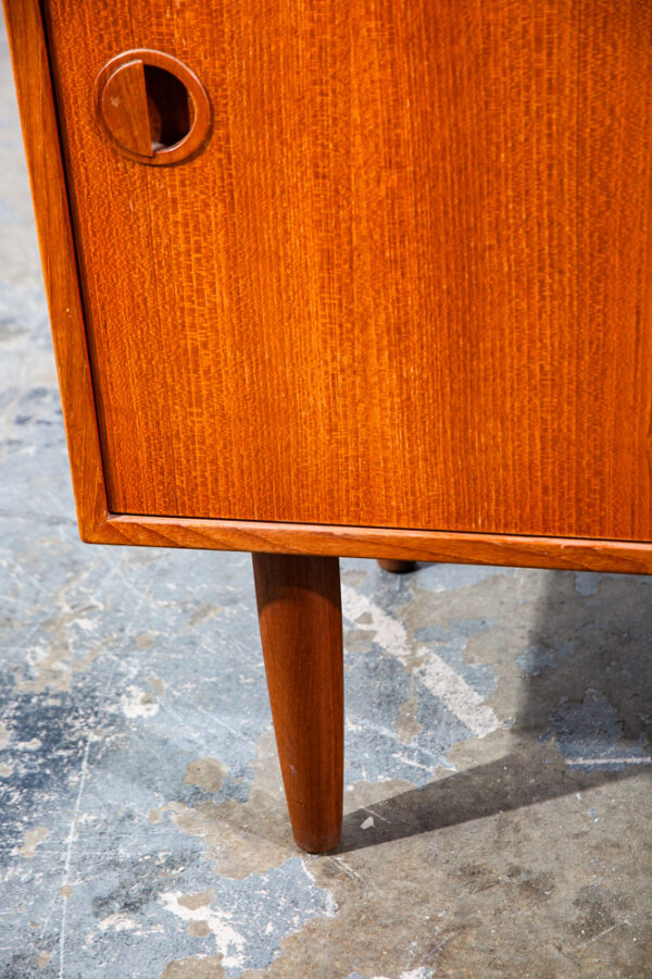 Mid Century Danish Modern Credenza Sideboard Teak Denmark Drawers Vintage Mcm Sliding Doors Compact Small - Image 9