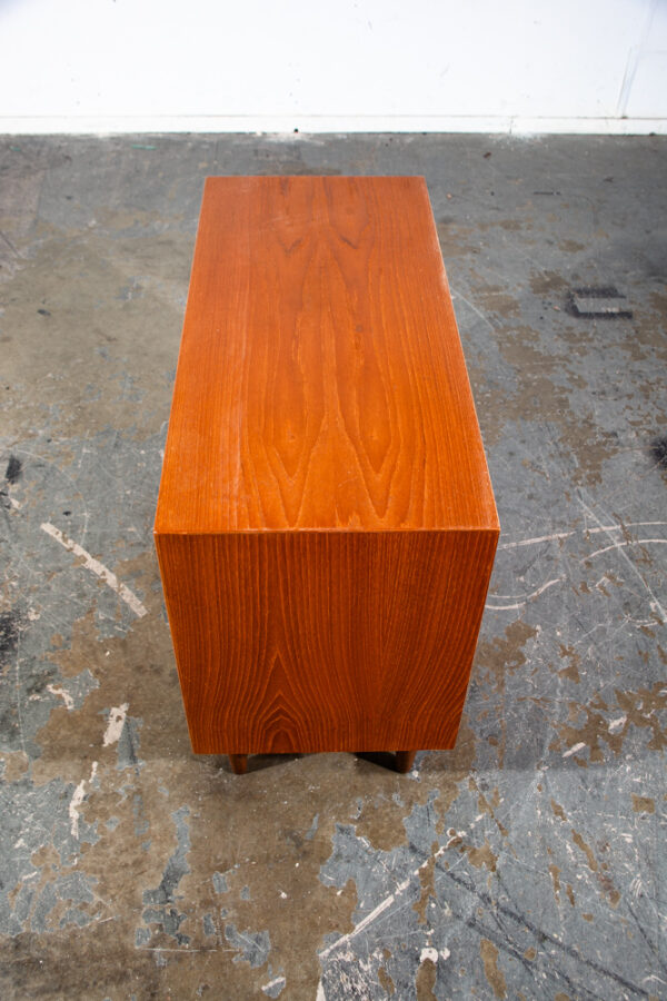 Mid Century Danish Modern Credenza Sideboard Teak Denmark Drawers Vintage Mcm Sliding Doors Compact Small - Image 5