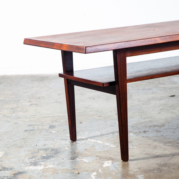 Mid Century Danish Modern Coffee Table Brazilian Rosewood Shelf Magazine rack Large Wide Surfboard Shelf - Image 5