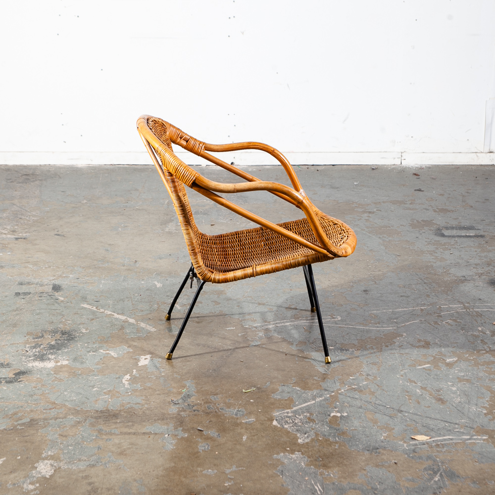 Mid Century Modern Lounge Chair Hoop Iron Bamboo Boho Arthur Umanoff Basket Mcm - Image 3