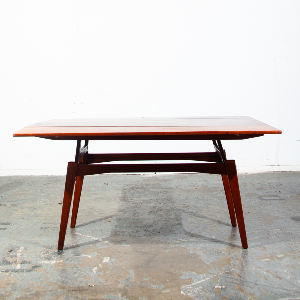 Mid Century Danish Modern Coffee Table Teak Elevator Dining Transforming Denmark Kai Kristiansen Expanding leafs Denmark - Image 4