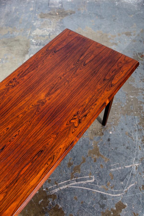 Mid Century Danish Modern Coffee Table Brazilian Rosewood Shelf Magazine rack Large Wide Surfboard Shelf - Image 10
