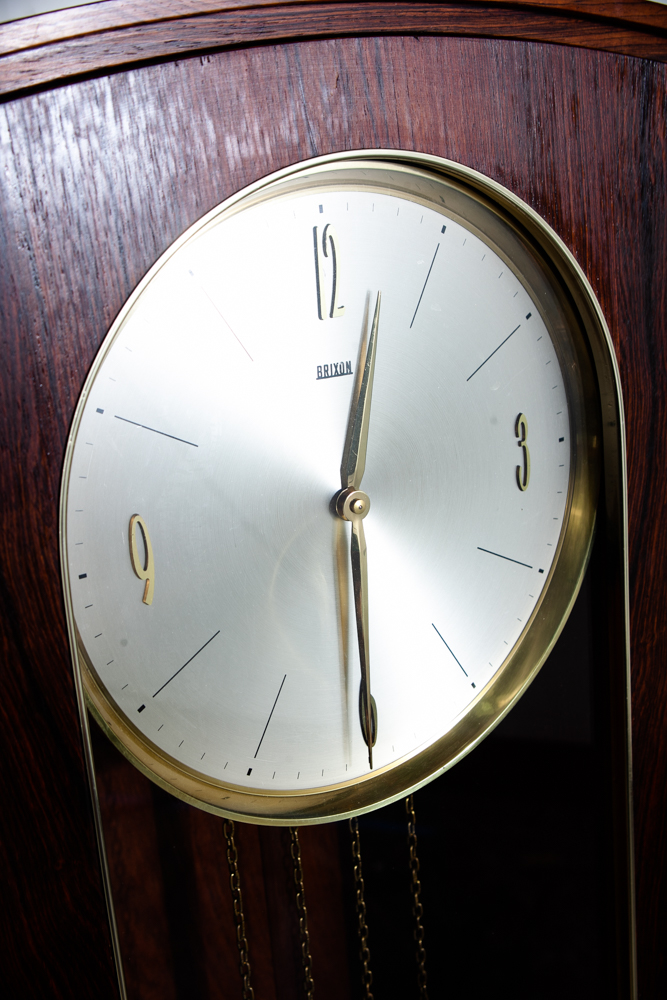 Mid Century Danish Modern Grandfather Clock Brazilian Rosewood Brixon Swiss Switzerland - Image 8