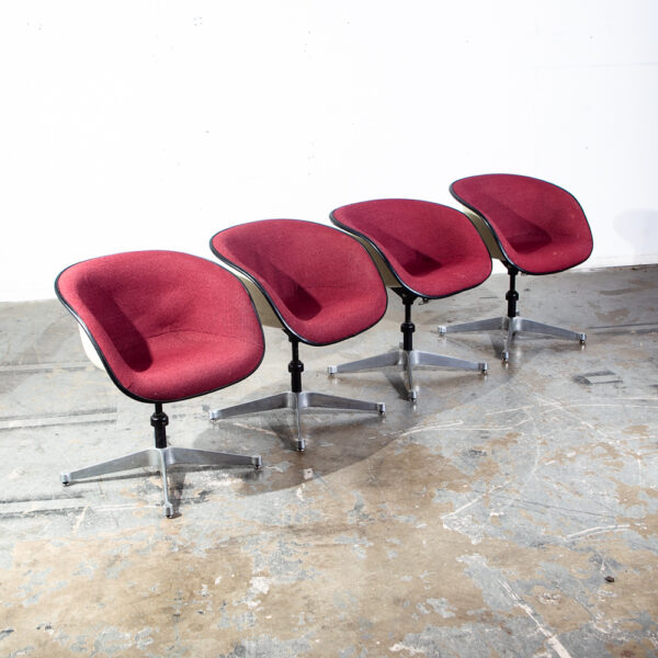 Mid Century Modern Chairs 4 Herman Miller La Fonda Charles Eames Burgundy Arm Vintage Model 1730 Alexander Girard Fabric