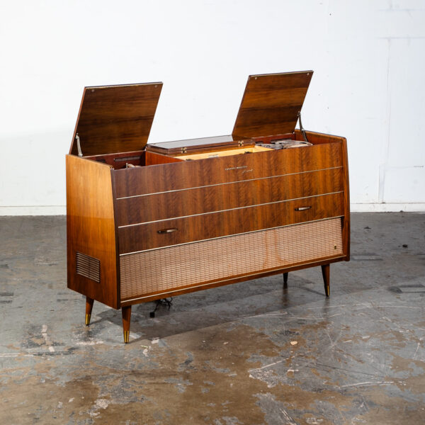 Mid Century Danish Modern Stereo Console Grundig Teak Record Player Radio Hifi Zenith Telefunken Wood Serviced Working