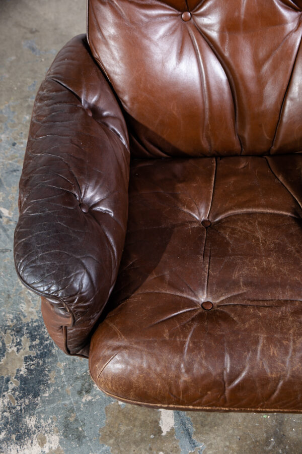 Mid Century Danish Modern Lounge Chair Recliner Brown Full Grain Leather G Mobel Sweden Mcm Swedish - Image 10